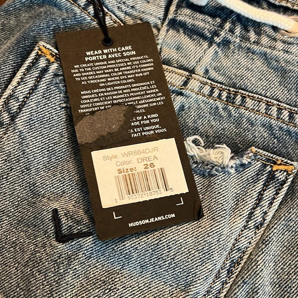 Hudson Jeans Frayed Hem Denim Mini Skirt Rope Belt NEW Size 26 - Picture 8 of 10